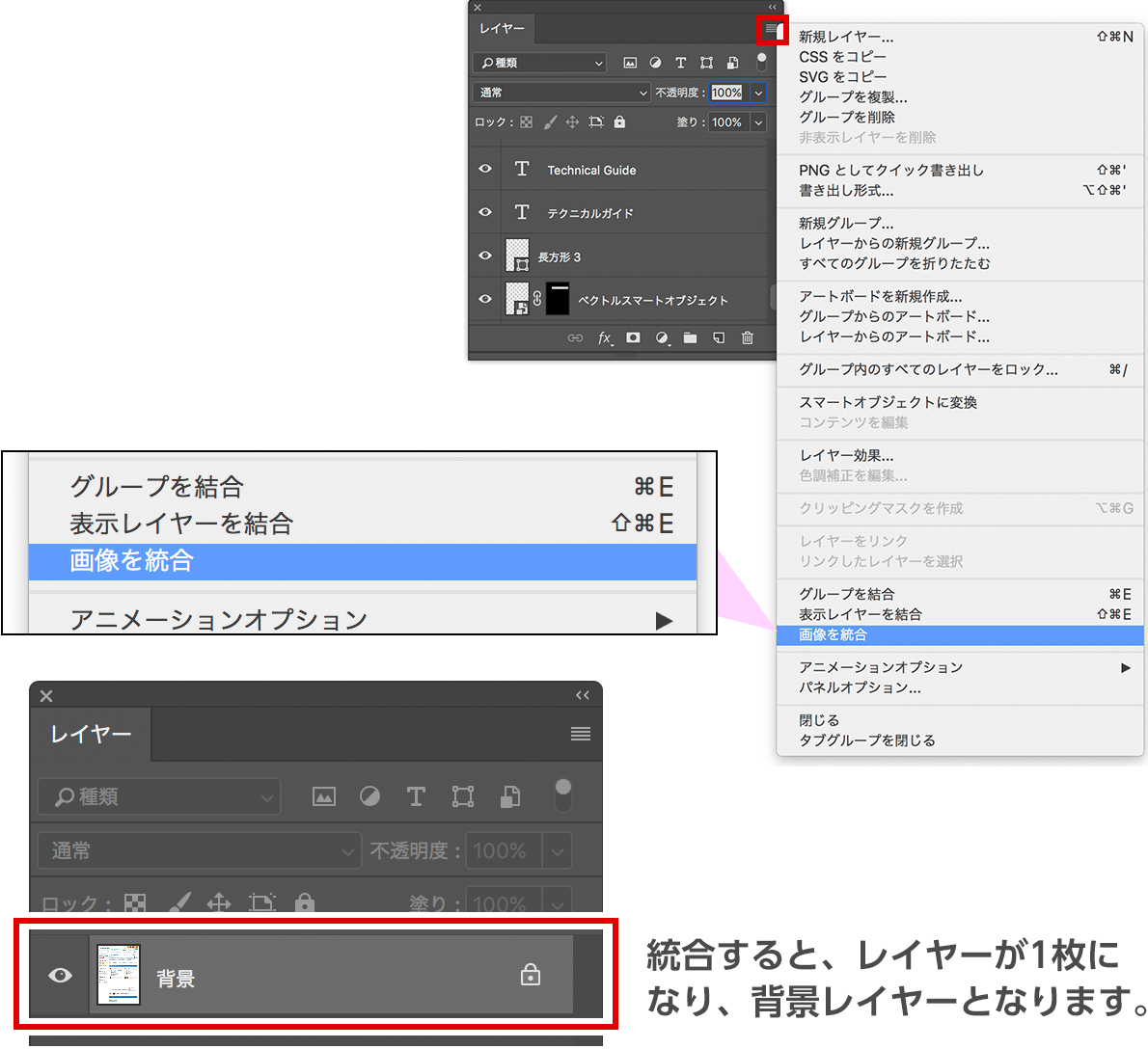 レイヤー統合(画像化)の方法